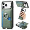 For iPhone 17 Pro Case Ring Kickstand Leather Back Cover with Magnetic Detachable Card Holder