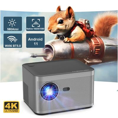 Домашний кинотеатр HY350 580, портативный проектор ANSI, Android11, 4K, 1920*1080P, Wi-Fi 6, голосовое управление, электронный фокус, BT5.0