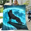 Art Fantasy Wolf Soft Plush Sofa Bed Throwing Cartoon Picnic Blankets Modern Flannel Blanket Gedruckt Bettdecke Geschenk Gift