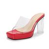 Women Big Size CD Transparent Crystal High Heels Platform Peep Toe Sandals Crossdresser Outdoor Daily Walking Party Shoes  WZ-6281-2