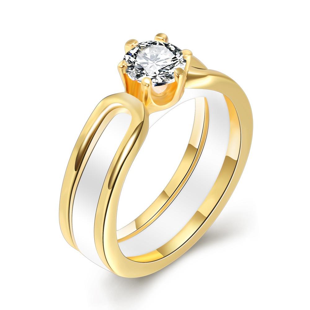 Lokaer 2 слоя черные/белые керамические обручальные кольца с кристаллами ювелирные изделия AAA циркон из нержавеющей стали со стразами обручальные