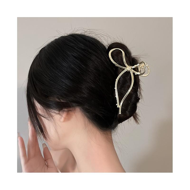 Hair Clip Metal Bow Buckle Gold Strong Gold Decoration