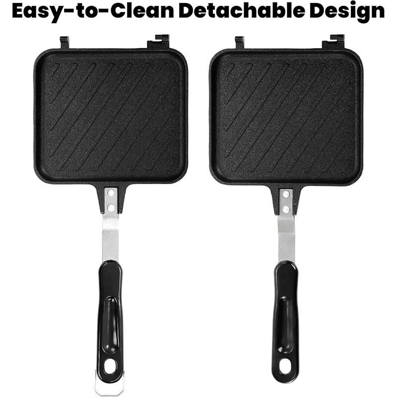Sandwich Maker Grilled Sandwich Panini Maker Pan with Non-Stick Plates Stovetop Toasted Sandwich Maker Aluminum Flip Pan JT