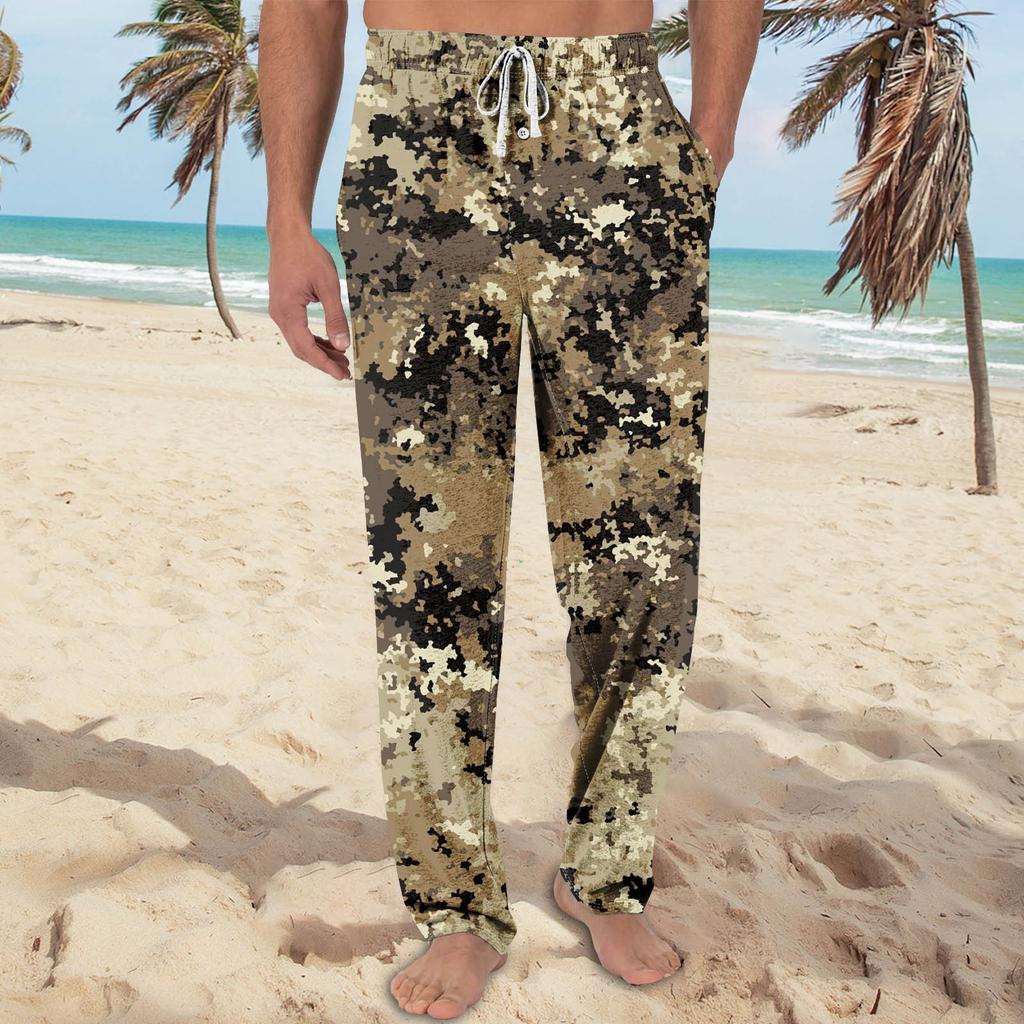 Мужские трикотажные модные повседневные брюки с напечатанным карманом, пижамные брюки