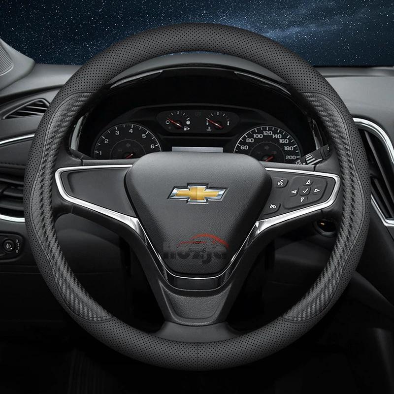 AABHO1 Leather Car Steering Wheel Cover for Chevrolet Chevy Malibu Spark tracker Cruze Sonic Camaro Equinox Volt Seeker Accessories