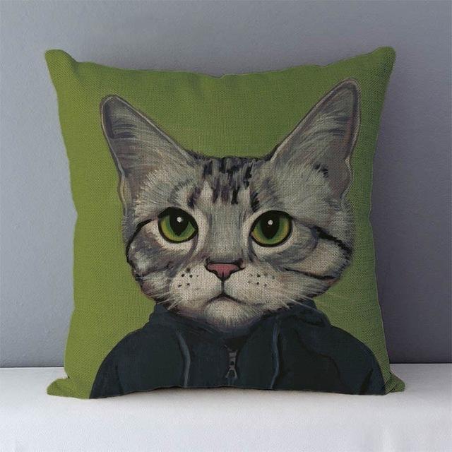 Selected Couch Cushion Cartoon Cat Printed Quality Cotton Linen Home Decorative Pillows Kids Bedroom Decor Pillowcase