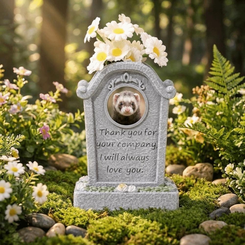 Photo Frame Design Pet Memorial Stone Waterproof Resin Pet Tombstone Lawn Garden