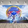 Cartoon Blue Hedgehog Photo Party Decorations Background Kids Birthday Party Cake Table Wall Decor Photo Backdrop Booth Props