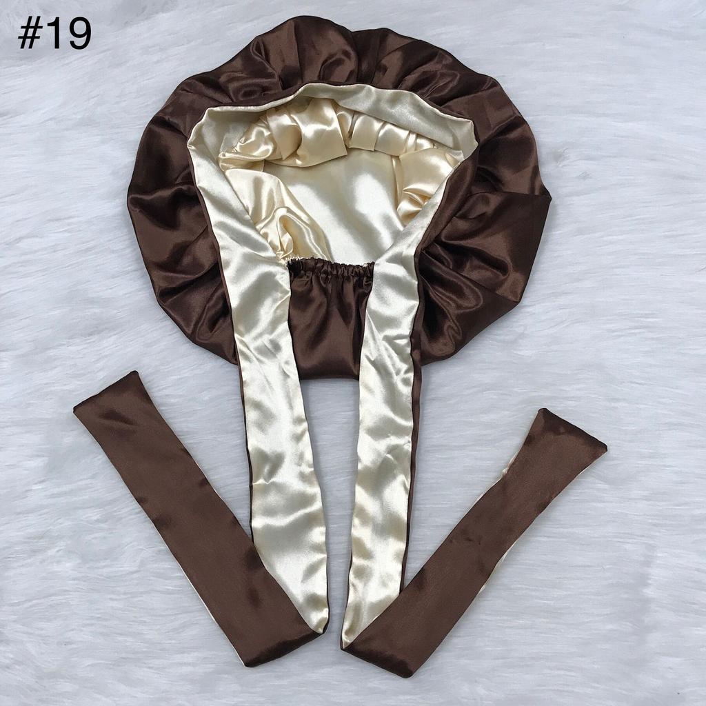Long Tie Satin Hat Woman Fashion Sleeping Hair Bonnet Double Layer Braids Bonnets