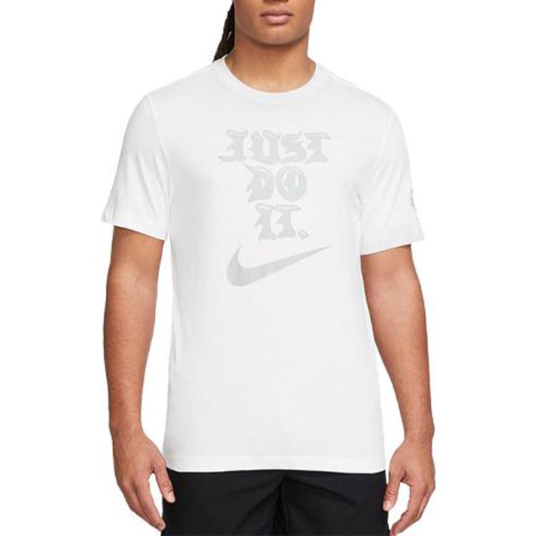Nike T Shirts Men's White Crew Neck Moderate Straight Fit FJ2402-100