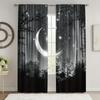 2 шт. - Звездное небо и луна ночью, принтованные шторы для украшения комнаты, шторы с кулиской, украшение дома, украшение комнаты