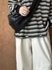 Juzhi 2024 Осенний корейский полосатый контрастный свитер-пуловер с круглым вырезом и длинными рукавами