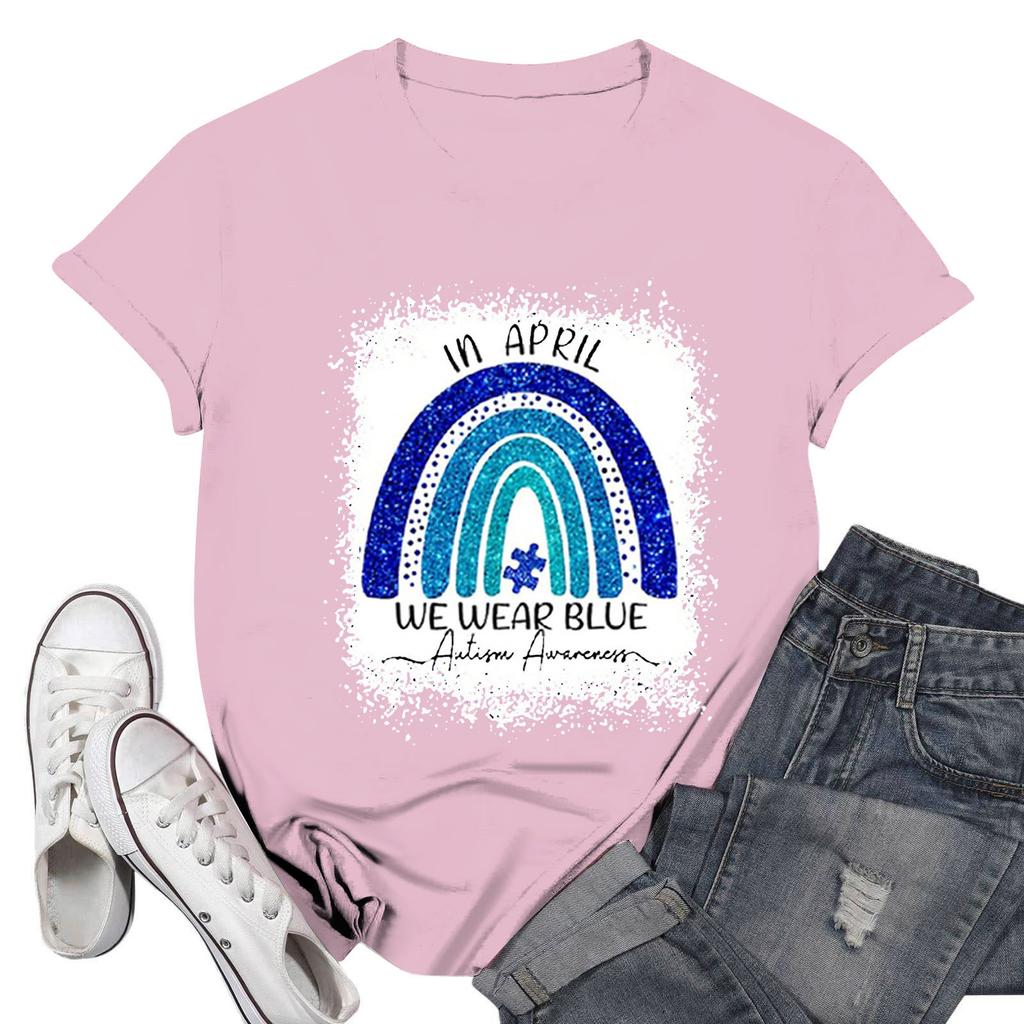 Женская повседневная футболка с принтом, пуловер с круглым вырезом, топ с короткими рукавами