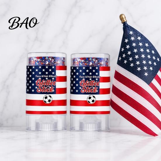 Glitter for Hair And Face Patriotic Stick, Red White Blue Star Paint Independence Day Day, Body Shimmer Crayon Festival Vibrant