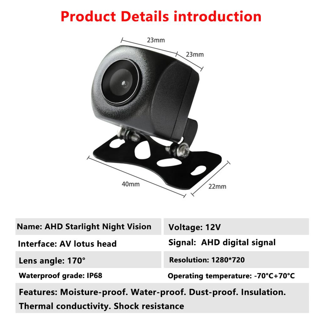 12V Car AHD Starlight Night Rear View Camera Vision IP68 Waterproof  Car Camera 1280 HD Image Reversing Camera with Parking Line