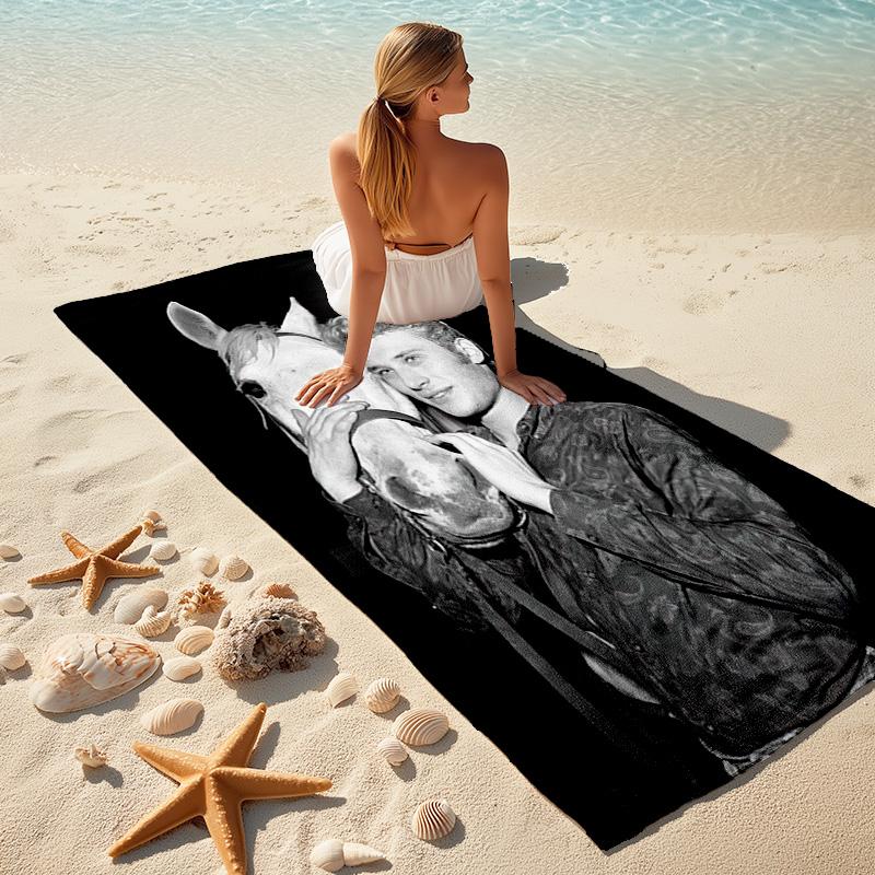 French legendary rock singer and actor Johnny Hallyday towel outdoor camping vacation swimming beach towel outdoor absorbent bath towel Y17