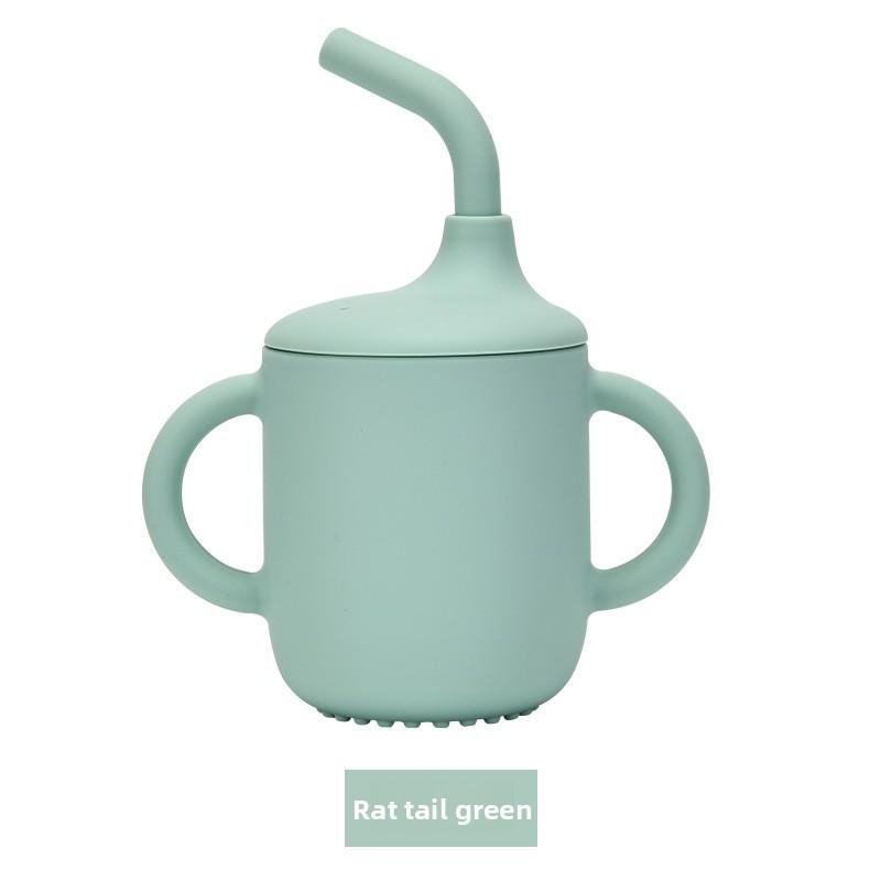 Детская обучающая поилка с крышкой и ручкой, непроливайка, детская кружка-поильник с трубочкой