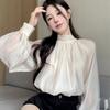 French Temperament Tie Bow Long-sleeved Shirt Women's Design Sense Niche Chic Shirt Blouse Spring and Autumn