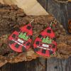 European & American Christmas Plaid Car Earrings with Tree (Double-Sided Leather)