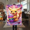 1 шт. Фланелевое одеяло с принтом Pokemon, Высококачественное, Удобное для всех сезонов, Декор для дома, Тепло и уют, Идеально для Рождественских подарков