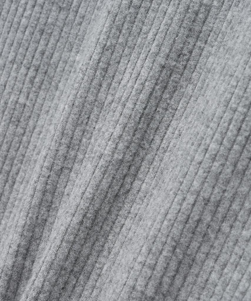 NOIRER Ribbed Henley Neck Long Sleeve T-Shirt (Gray)