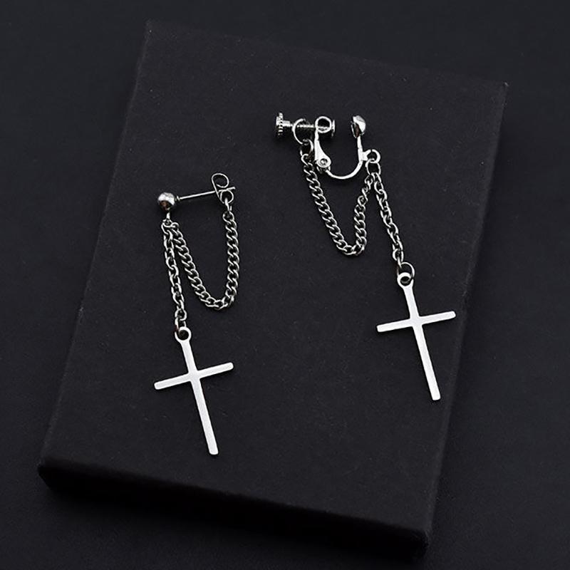 Unisex Stainless Steel Crosses Earrings for Women Gothic Rock Style Jewelry Gift