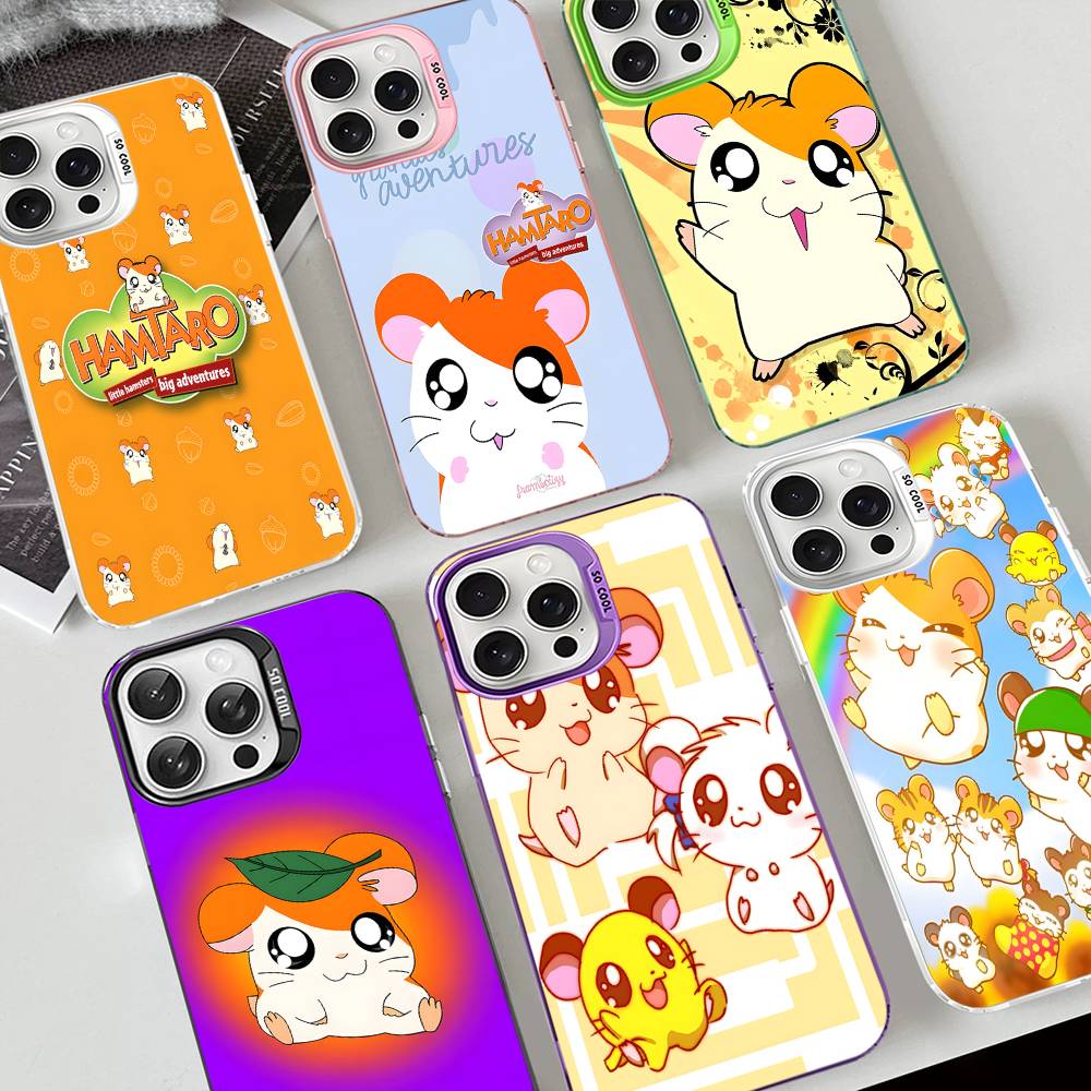 Хамтаро Милый Хомяк Каваи Милый Для IPhone 17 16 15 14 Plus 13 12 11 Pro Max Матовый Цветной Серебристый Чехол для Телефона