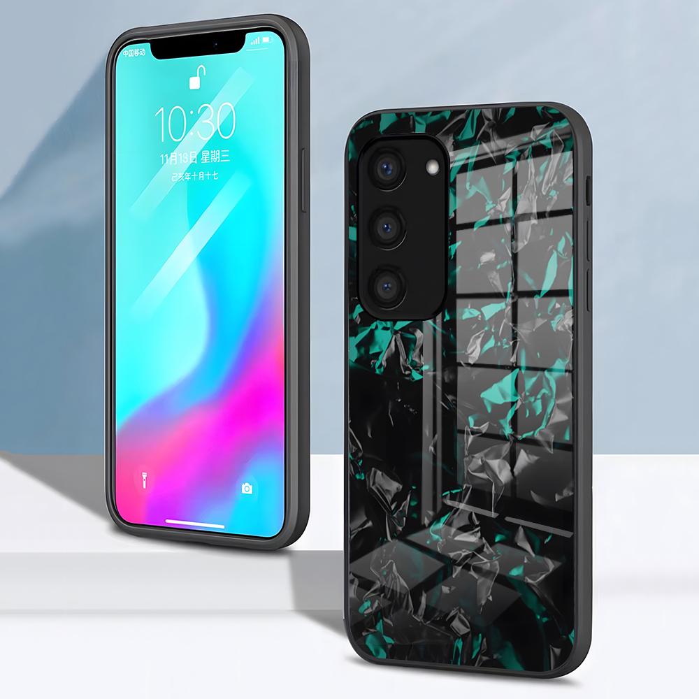 Чехол для телефона Forged Carbon Fundas для Samsung S26 S25 S24 FE S23 S22 S21 Plus S20 Ultra Note20Ultra Черная стеклянная крышка