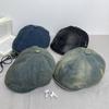 Hat Female Spring And Autumn Washed Denim Beret British Vintage Versatile Octagonal Duck Tongue Forward Newsboy Hat Male