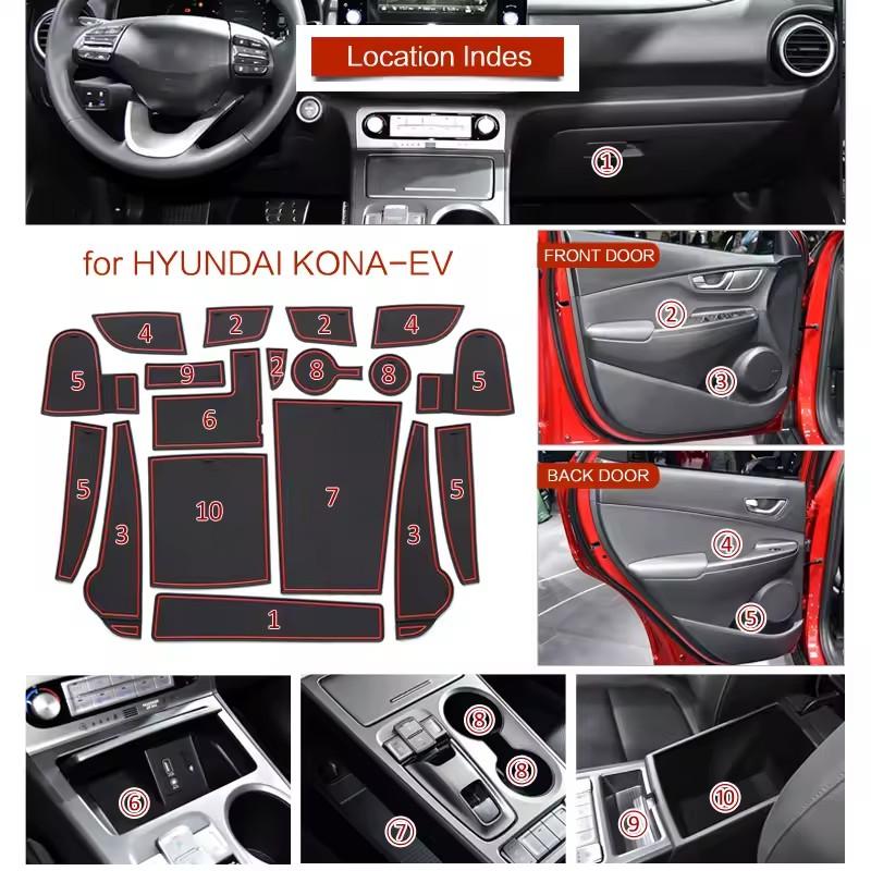 Для Hyundai Kona EV Elektro MY 2020 - 2025 Электрический Противоскользящий Коврик-вкладыш в Отверстие для Стакана Дверной Паз Автоаксессуары