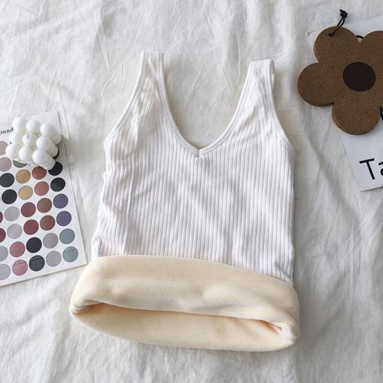 Зимний женский терможилет бесшовный толстый плюшевый быстро фиксирующийся на температуре V-образный вырез облегающий эластичный безрукавный внутренний костюм нижняя майка