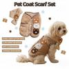 Мультяшный набор из пальто и шарфа для щенка медведя Хлопковый теплый жилет-куртка для собаки Удобная двусторонняя ворсовая одежда для кошки