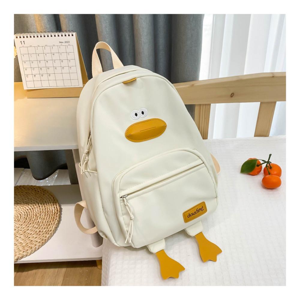 Nylon Toddler Backpack Zippered Student School Bag Cartoon Duck Backpack Kindergarten