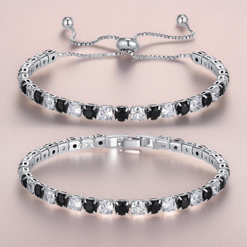 Adjustable Crystal Zircon Tennis Bracelet Women Geometric Design Multi-Color Alloy Jewelry Accessory