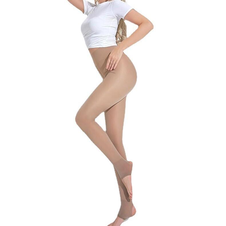 Суперплотные флисовые колготки-леггинсы с петлей на пятке телесного цвета - Женские базовые колготки для осени/зимы (400г)
