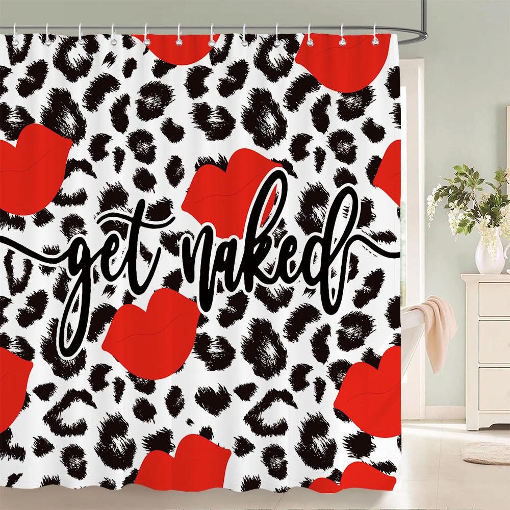 Sexy Red Lip Bath Curtain Waterproof Shower Curtains Polyester Pink Romance Love Bath Screen Printed Curtain For Bathroom Decor
