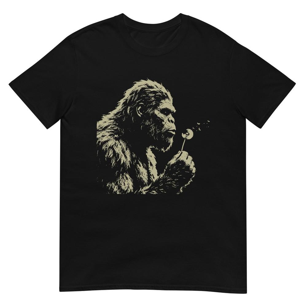 Blowing Wishes Funny Bigfoot Blowing Dandelion Vintage Art Tshirt