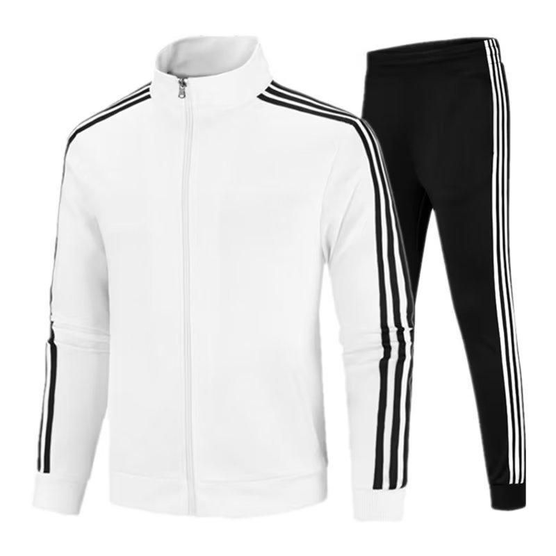 Men's Spring/Autumn Casual Sports Suit - Imitation Cotton Sweatshirt with Two Stripes & Pants with Three Stripes.