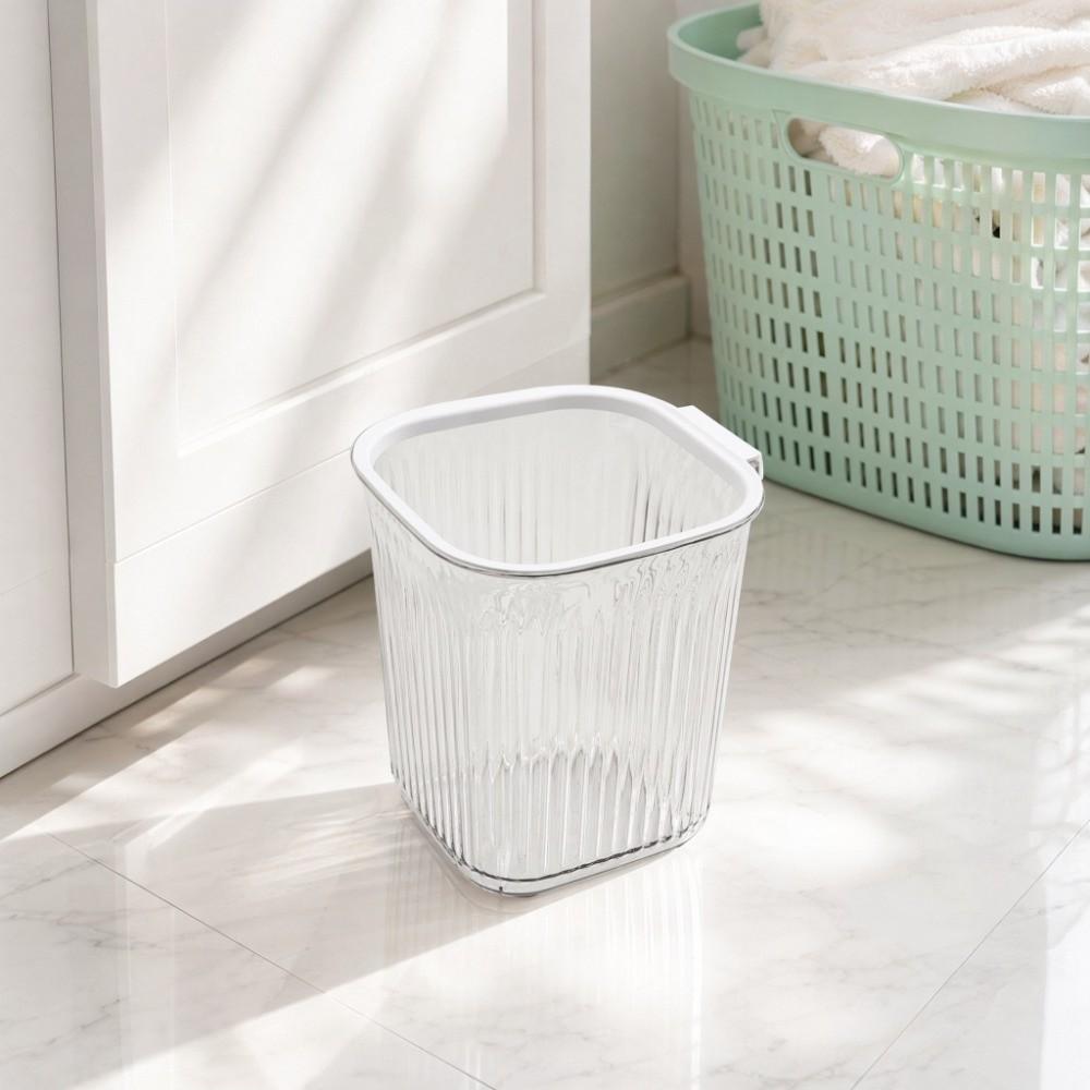 Plastic Trash Basket Thicken Dustbin Washable Transparent Trash Can Toilet