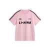 American Vintage Letter Logo Print Round Neck Soft Comfortable Short Sleeve T-Shirt Women Tops Sheer-Pink AHSU712-6