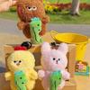 Funny Cartoon Crocodile Pendants Bear Plush Animal Key Ring Kawaii Friends Bag Charm  Girls