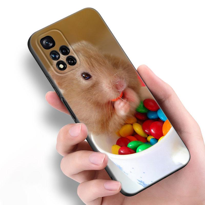 Милый милый питомец хомяк черный силиконовый чехол для телефона для Xiaomi POCO X3 X4 NFC F5 M3 M4 M6 X5 X6 Pro F3 F4 GT 5G C55 C65 M5