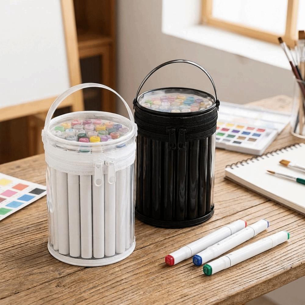 PVC Pen Holder Transparent Stationery Storage Bag Simple Makeup Brush Storage Bag for Home