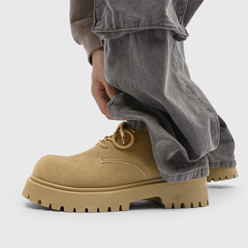 Новые мужские массивные рабочие ботинки дерби в стиле ретро на шнуровке из замши, дышащие, с толстой подошвой, низкие, индустриальная повседневная обувь для мужчин