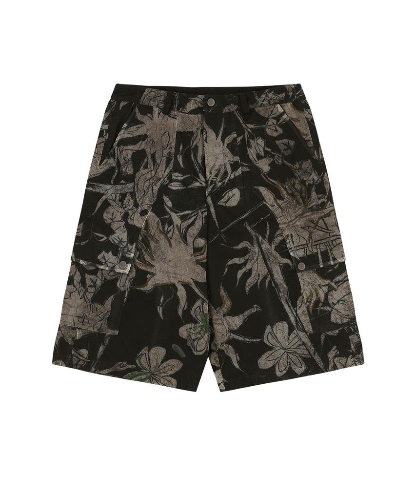ADSB ANDERSSON BELL Flower Overlay Cargo Shorts Apa902M(Black/Beige)