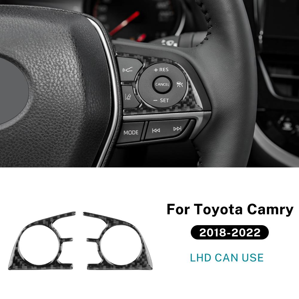 Real Soft Carbon Fiber Sticker For Toyota Camry 2018 2019 2020 2021 2022 For Avalon 2019-2022 LHD Car Steering Wheel Button Trim