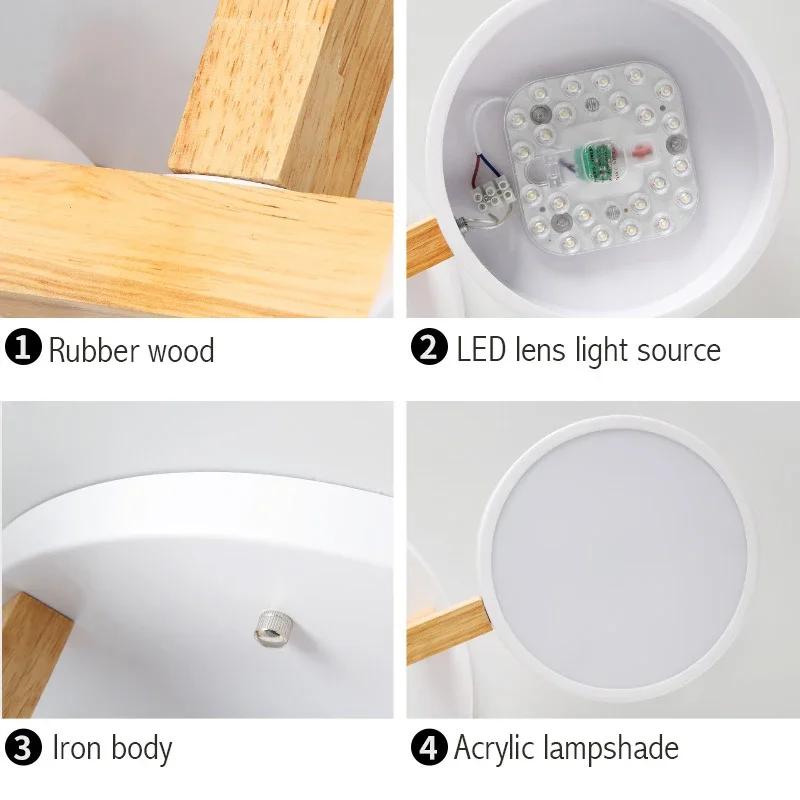 Потолочные светильники из скандинавского дерева, светодиодные, для помещений, цветные, декоративная люстра Macaron, креативный потолочный светильник для гостиной, спальни, кабинета, кафе