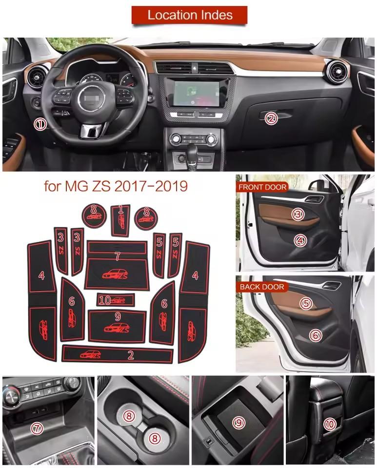 Anti-Slip Gate Slot Cup Mat for MG ZS 2017 - 2025 Door Groove Pad Cup Holder Car Interior Accessories Rubber