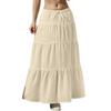 Women's Flowy Flared Ruffle Hem A Line Maxi Skirts Elastic Waist Elegant Tiered Layer Boho Long Skirts