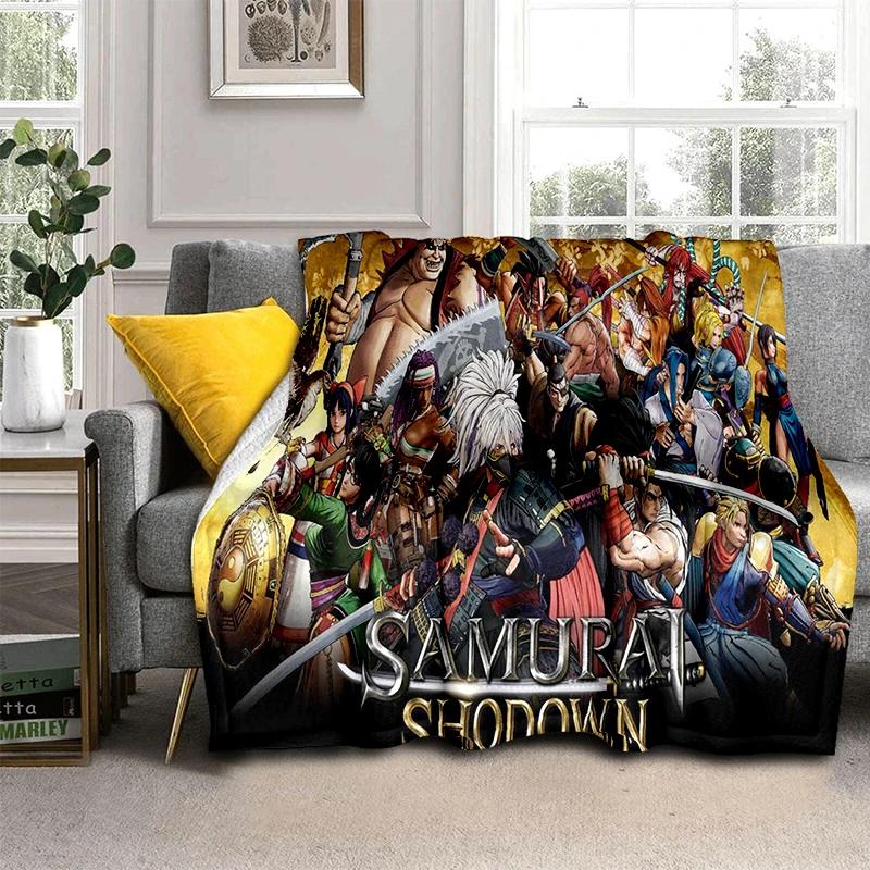 2025 New Style Retro Game Samurai Spirits Shodown Haohmaru Cartoon Blanket,Soft Throw Blanket for Home Bedroom Bed Sofa Kid Gift